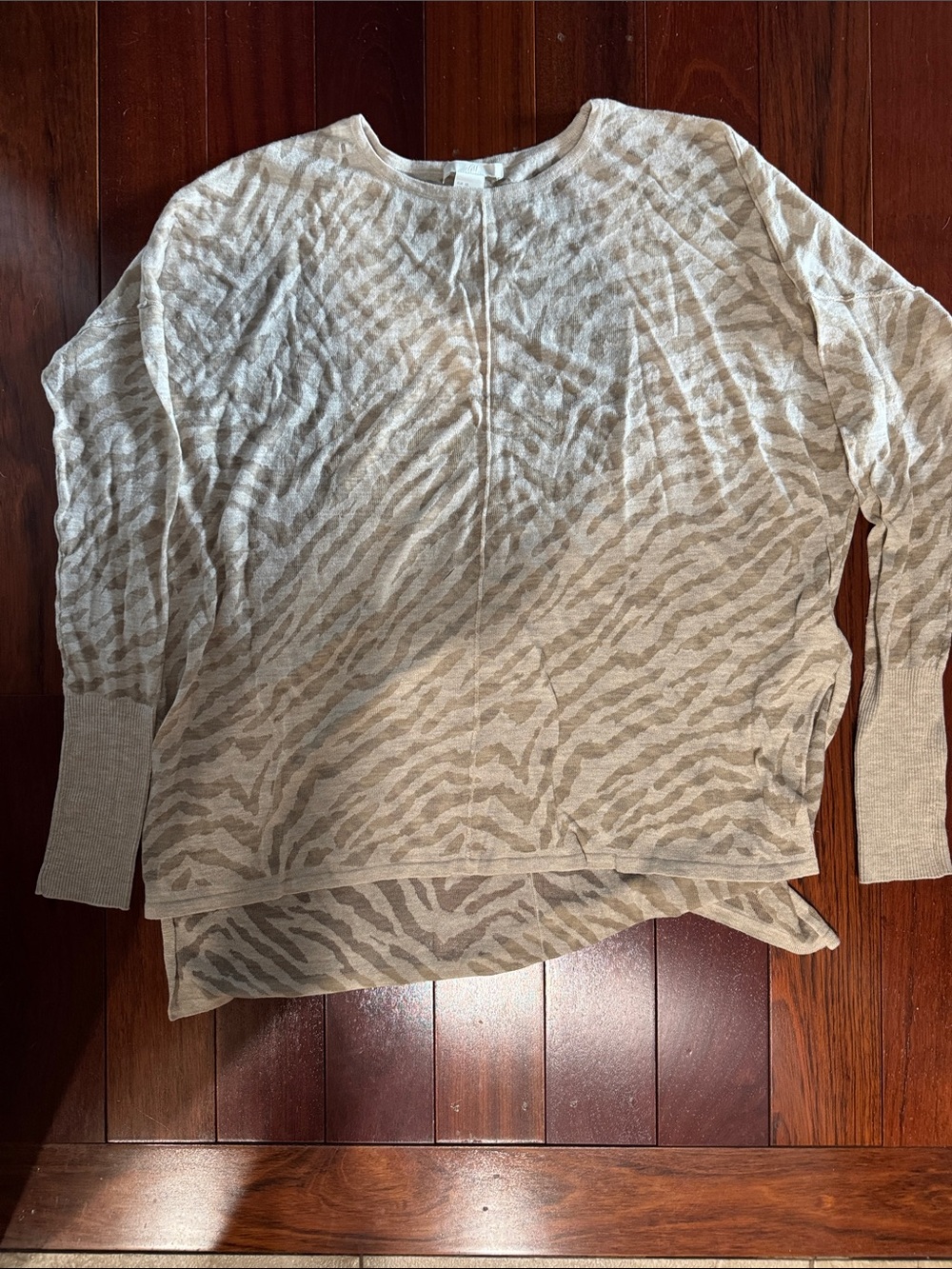 H&M Beige and Cream Zebra-Print Lightweight Sweater